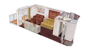 MSC-Cruises-MSC-Grandiosa-MSC-Virtuosa-schip-cruiseschip-categorie YC1-Yacht-club-Deluxe-Suite-diagram