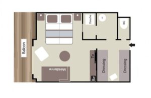 Ponant-le-soleal-schip-cruiseschip-categorie DS-Deluxe Suite-diagram