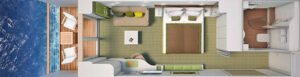 Hapag Lloyd-Hanseatic Nature-schip-Cruiseschip-Categorie 4-6-7-8-balcony cabin-diagram