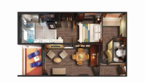 Norwegian-cruise-line-Norwegian-Dawn-schip-cruiseschip-categorie S4-2bedroom familie suite-diagram