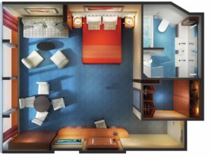 Norwegian-cruise-line-Norwegian-Dawn-schip-cruiseschip-categorie SP-Familie Suite-diagram