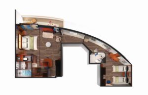 Norwegian-cruise-line-Norwegian-Pride of America-schip-cruiseschip-categorie SA-2 bedroom deluxe family suite-diagram