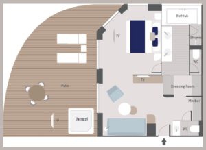 Ponant-le-champlain-le-Laperouse-schip-cruiseschip-categorie SA-Owner Suite-diagram