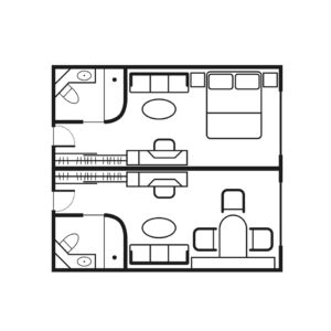 Seadream-Seadream-1-Seadream-2-schip-cruiseschip-categorie C2-C3-Commodore-Suite-diagram