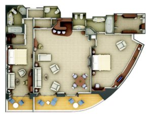 Silversea-Silver-Shadow-Silver-Whisper-cruiseschip-schip-categorie G1-Grand Suite-diagram