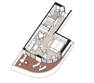 regent-seven-seas-seven-seas-voyager-schip-cruiseschip-categorie SSA-SSF-forward-aft-seven seas suite-diagram