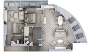 silversea-Silver-Cloud-Silver-Wind-cruiseschip-schip-Categorie G1-G2-Grand Suite-diagram