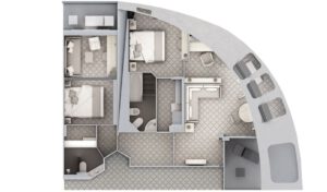 silversea-Silver-Cloud-Silver-Wind-cruiseschip-schip-Categorie R1-R2-Royal Suite-diagram