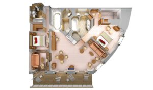 silversea-Silver-Spirit-cruiseschip-schip-Categorie R1-R2-Royal Suite-diagram