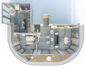 silversea-Silver-Origin-cruiseschip-schip-Categorie O1-Owner suite-diagram