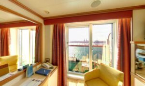 P&O Cruises-P&O Aurora-schip-Cruiseschip-Categorie QF-Balkonhut voor alleengebruik