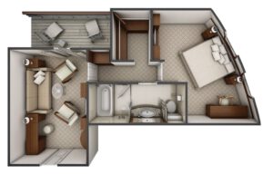 silversea-Silver-Explorer-cruiseschip-schip-Categorie G1-Grand suite-diagram