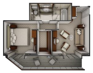 silversea-Silver-Explorer-cruiseschip-schip-Categorie O1-Owner-Suite-diagram