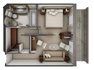 silversea-Silver-Explorer-cruiseschip-schip-Categorie SL-Silver suite-diagram