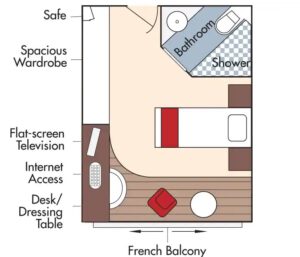 Amawaterways-AmaDante-AmaDolce-AmaLyra-schip-rivierschip-cruiseschip-Categorie Single-frans balkon-diagram