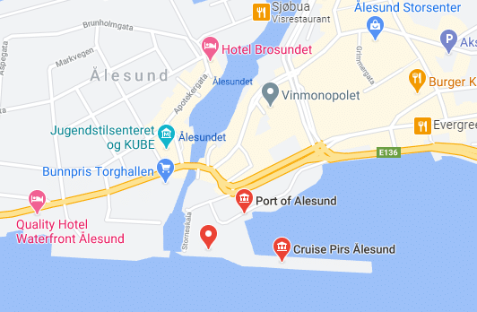 Noorwegen-Alesund-cruise-haven-map