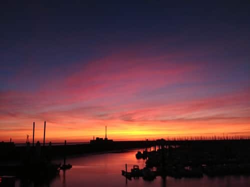 Frankrijk-le-havre-haven-zonsondergang