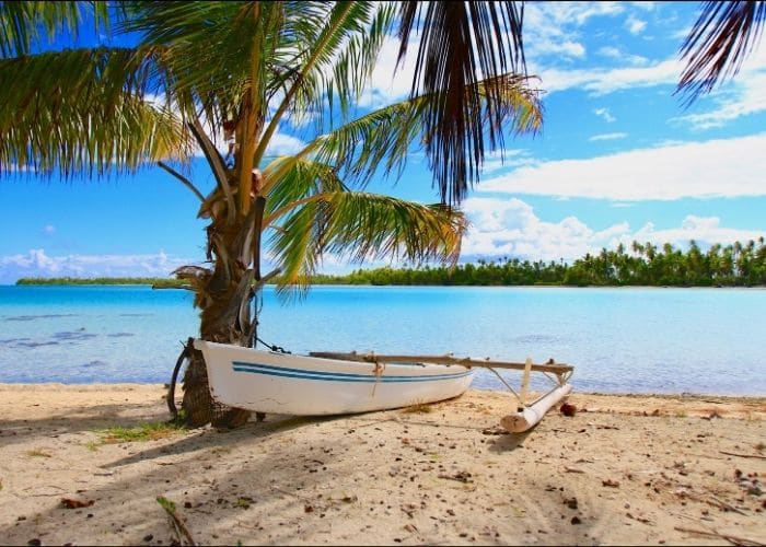 Frans-polynesië-rangiroa-palmboom-boot-zee